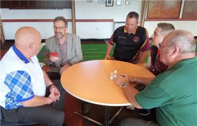 David wih Alex, Ed and Arthur being interviewed on Radio Northampton - New and Positive BOWLS NEWS